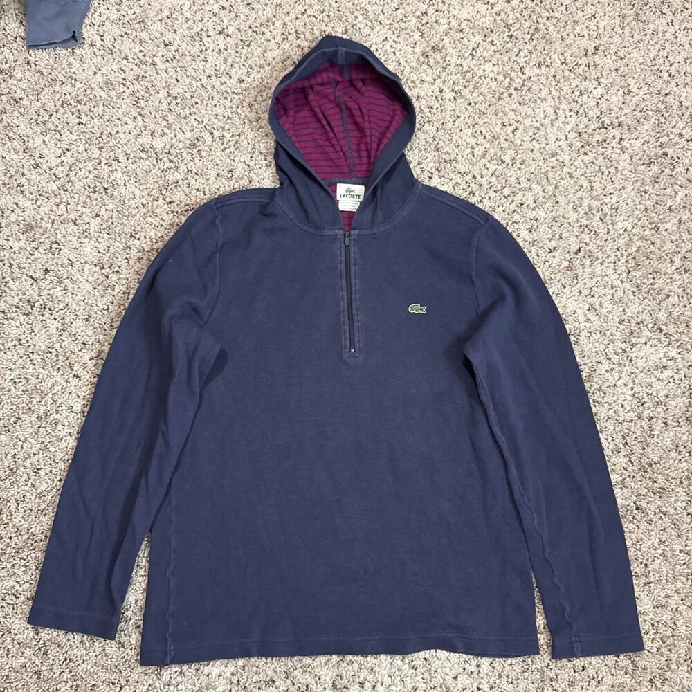 Lacoste Men's Navy and Blue Hoodie